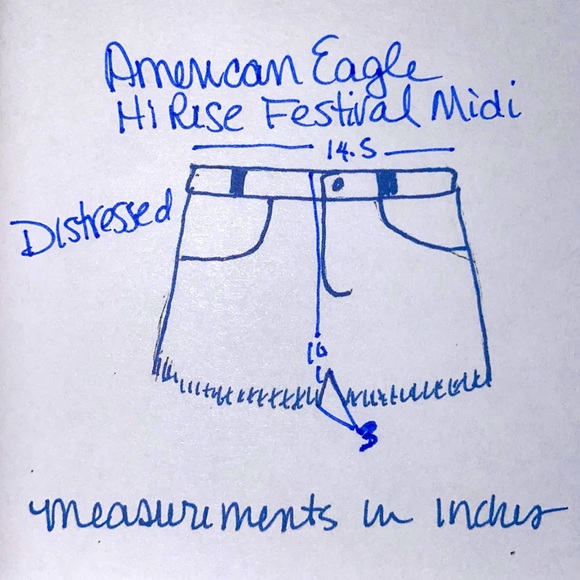 American Eagle Hi-Rise Festival MIDI Distressed White Shorts. Size 4. - Picture 7 of 8